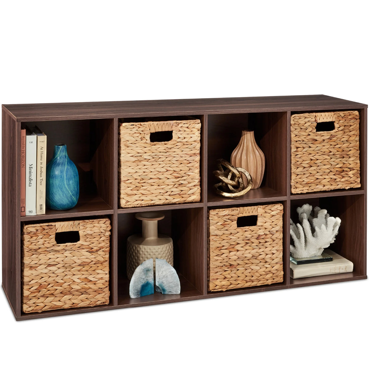 Best Choice Products 8-Cube Bookshelf, 11in Display Storage System, Organizer w/ Removable Back Panels - Black