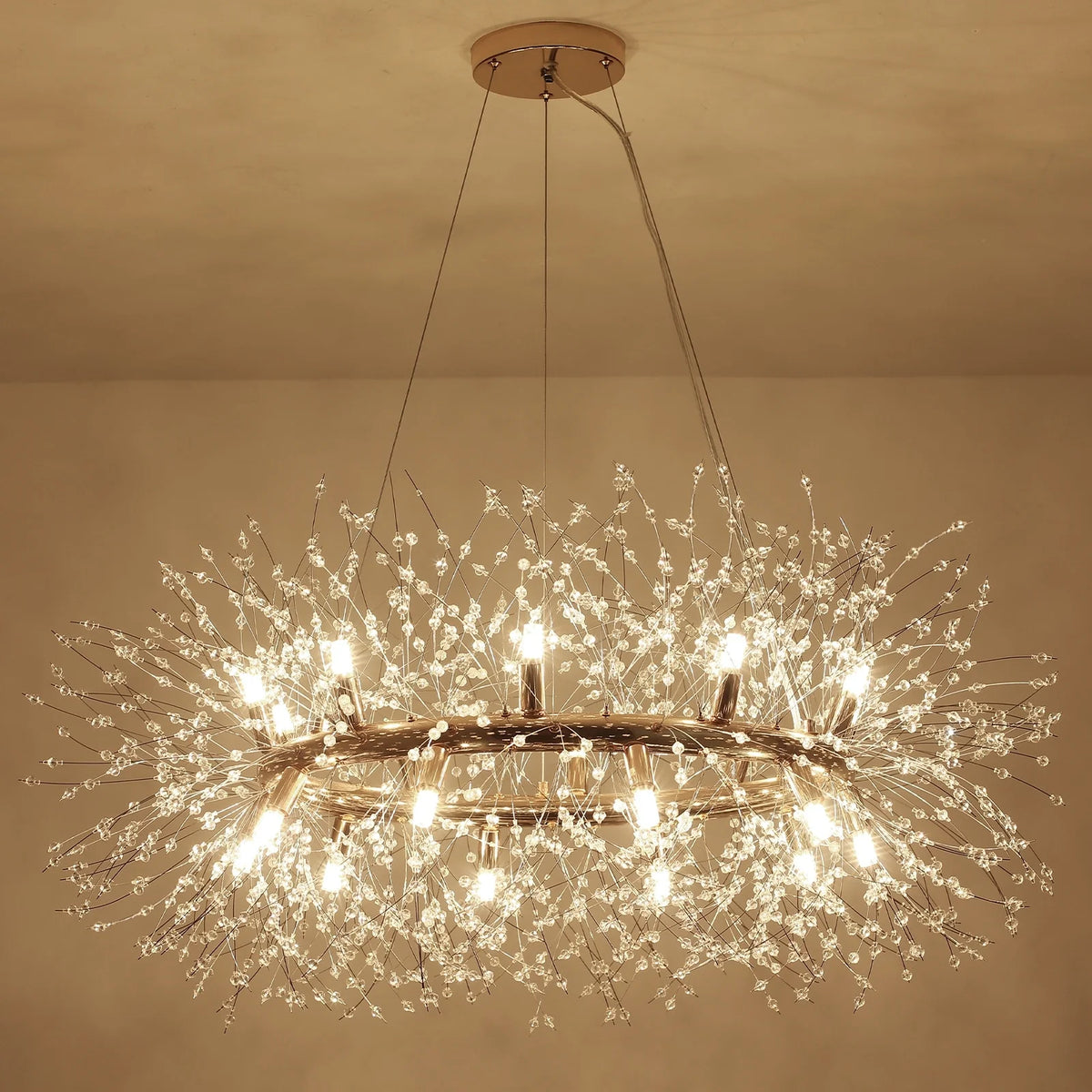 OYIPRO 12/20 - Light Modern Glam Sputnik Wagon Wheel Crystal Chandelier for Entryway, Living Room(Bulbs Included) Chrome 12 12-Light: 31" W x 12.6" H