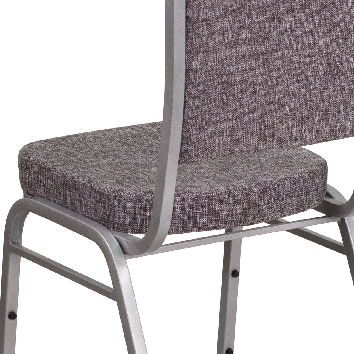 Emma + Oliver 4 Pack Crown Back Stacking Banquet Chair in Navy Vinyl - Silver Vein Frame
