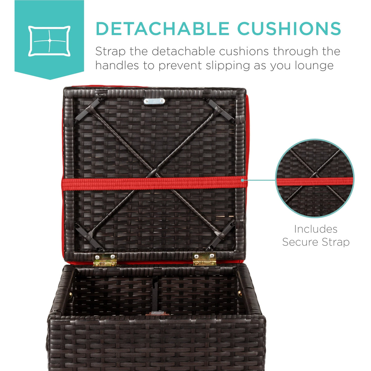 Best Choice Products Set of 2 Wicker Ottomans, Multipurpose Furniture w/ Removable Cushions - Brown/Beige