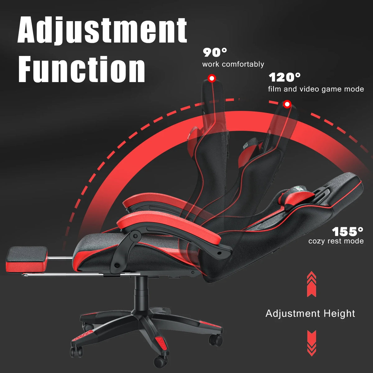 Bigzzia Gaming Chair Pu Leather Office Chair with Ergonomic Lumbar Pillow, Reclining Racing Game Chair Backrest and Seat Height Adjustable Swivel Recliner,Esports Chair with Headrest,Blue