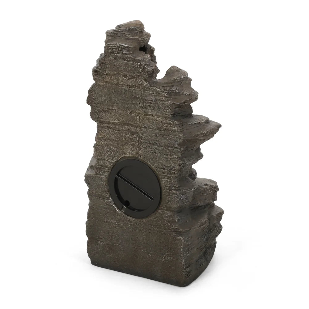 Holaki 23.5" H Outdoor Fountain,4-Tire Waterfall Flow Floor Fountain with LED Light for Patio,Gadern,Backyard,Art Home Decoration,Light Brown