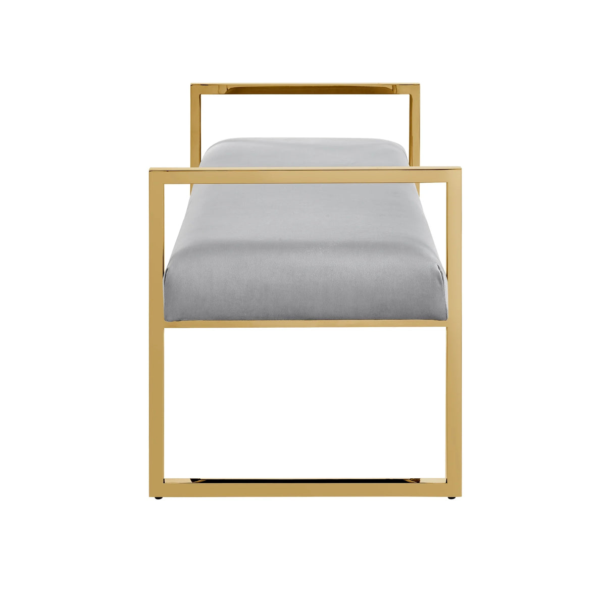 Madisen Velvet Bench with Gold Frame, Navy