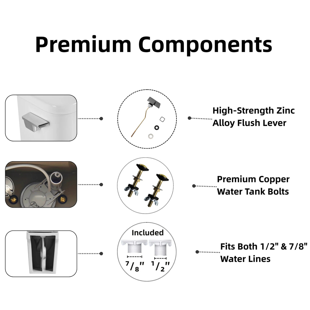 Los Flexi 21" Extra Tall Toilet for Seniors, ADA Compliant Two-Piece Skirted Toilet with Cyclone Flush, Elongated Bowl, Soft-Close Seat, Chrome Lever, 1.28 GPF, 12" Rough-In