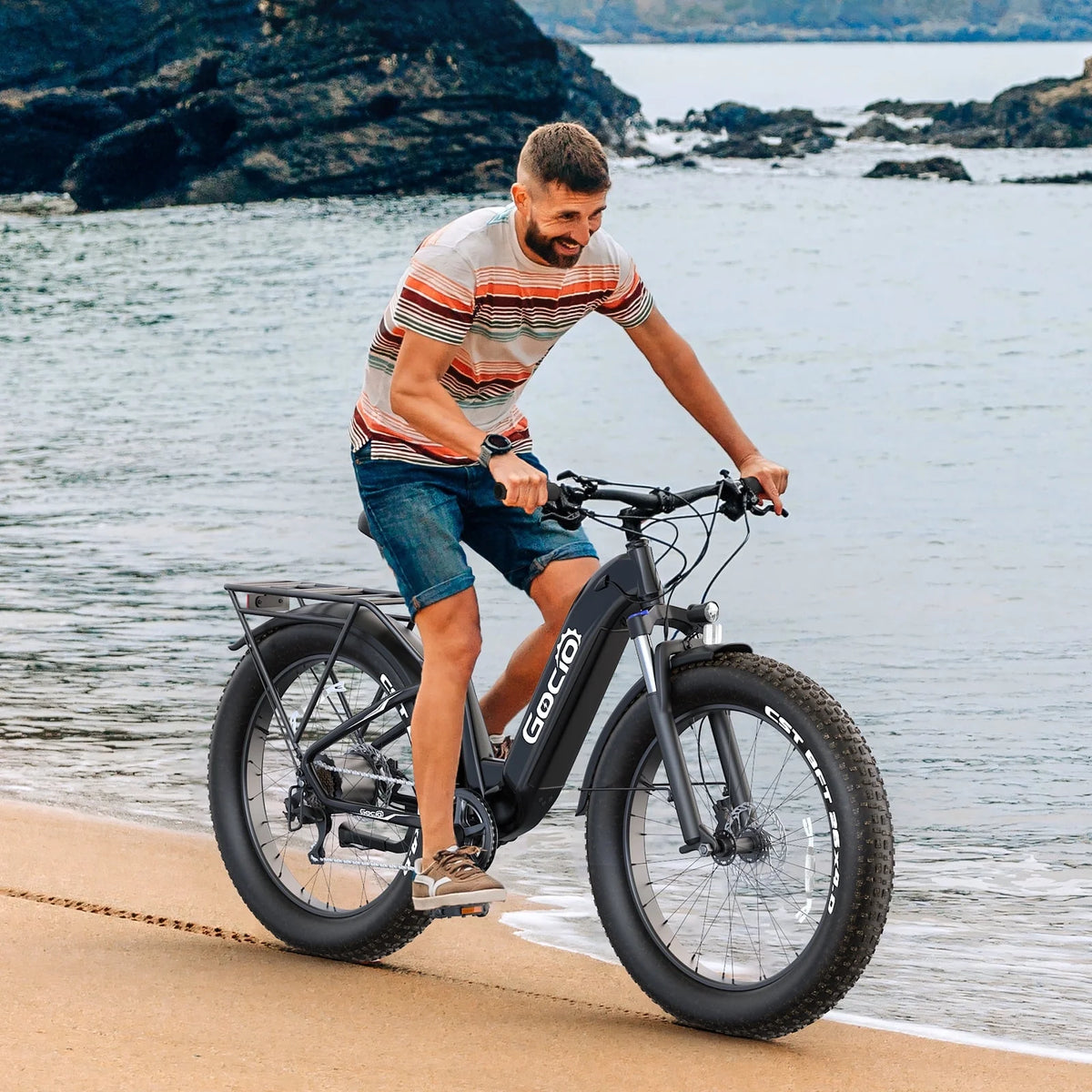 Gocio Electric Bike for Adults, 26" Fat Tire E-Mountain Bike, 1350W Peak Motor 48V 15Ah Battery, 22MPH 7-Speed Ebike for off Road, UL 2849