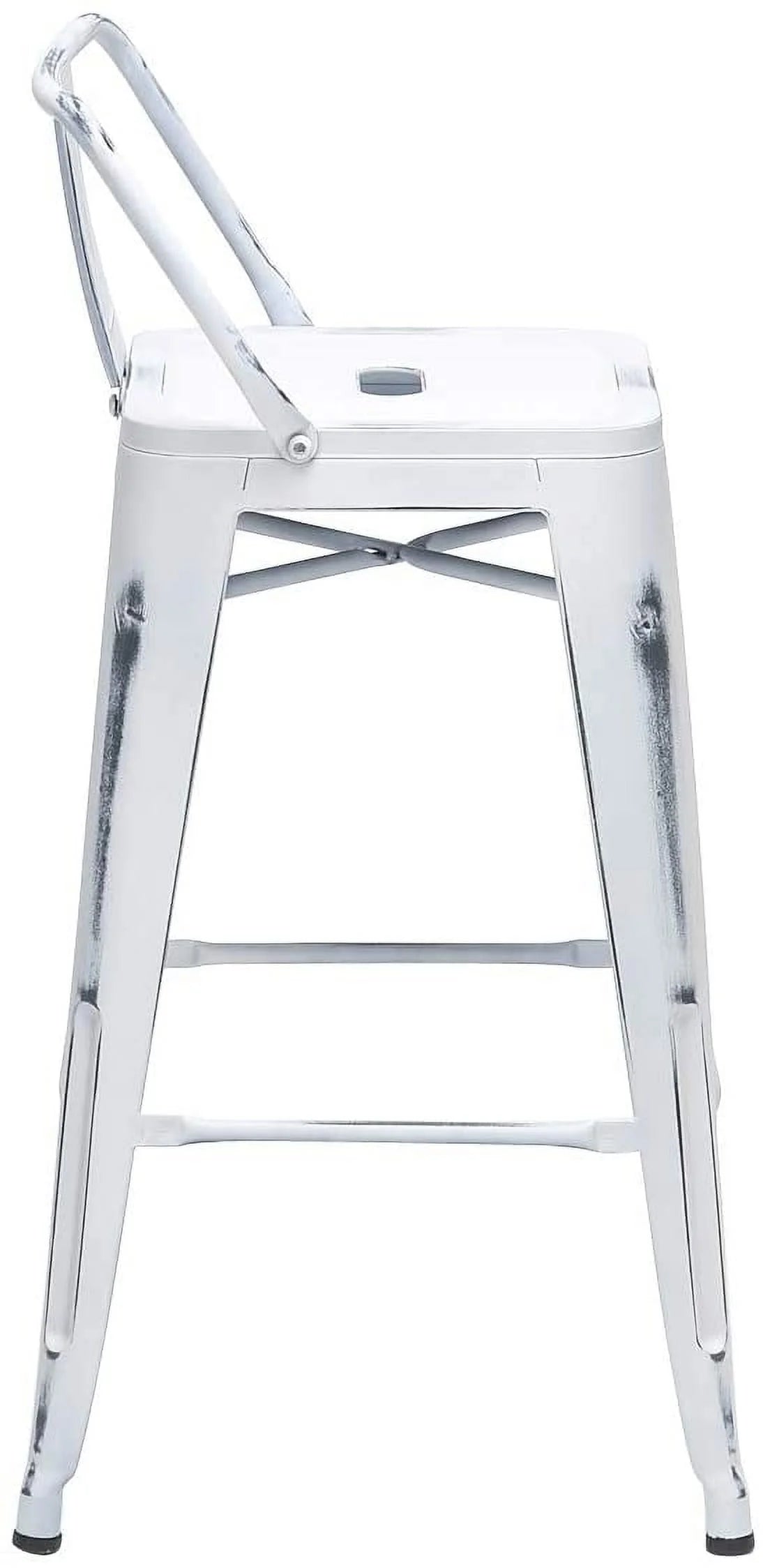 Andeworld 30" Low Back Distressed White Bar Stools Metal Barstools Counter Height Stools [Set of 4]