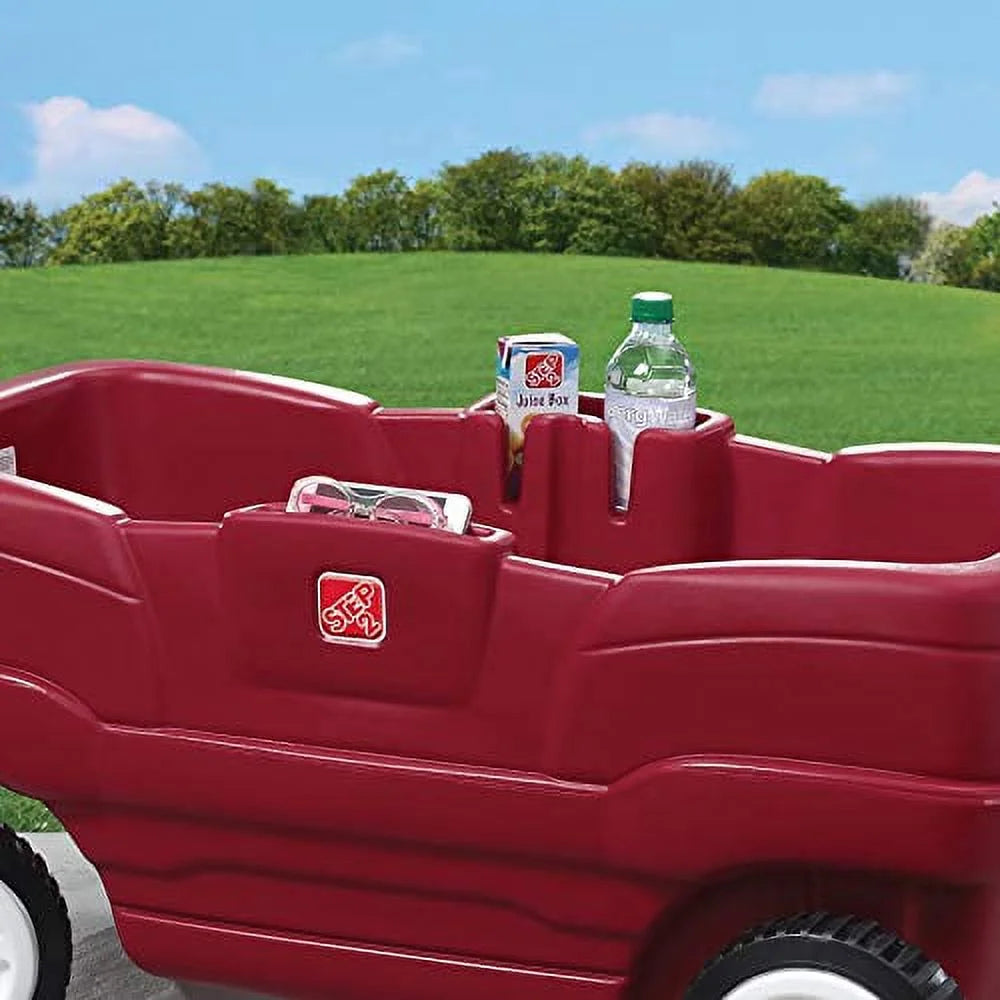 Step2 Red Plastic Two-Seater Toddler Wagon with Safety Belts and Storage for Ages 18 Mo to 5 Yrs