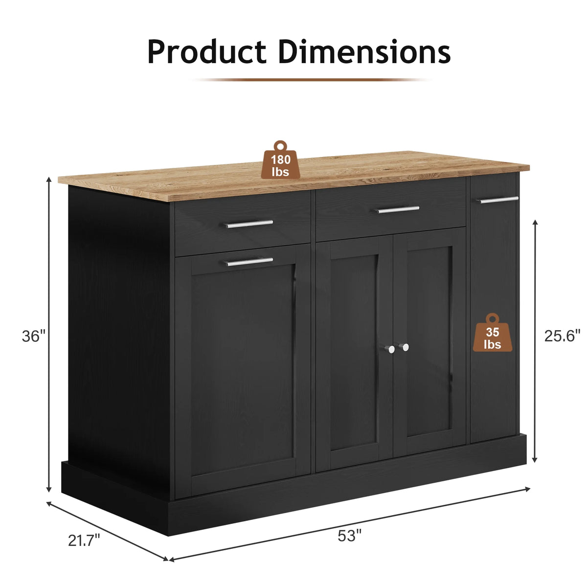 DreamCurship 52" Kitchen Island with Storage, Rolling Kitchen Cart Island with Wheels, Tilt Out Kitchen Trash Cabinet 10 Gallon Storage, 3 Large Spice Racks and 2 Drawers, White