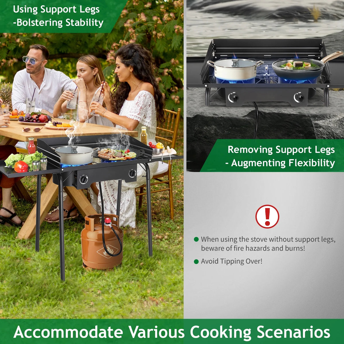 Ktaxon 2 Burner 150000 BTU Cooker Outdoor Camping Picnic Stove Stand BBQ Grill