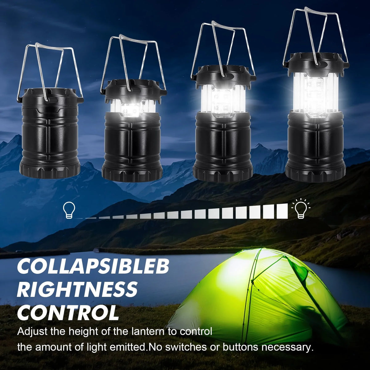 YOLETO 2 Packs LED Camping Lantern, Emergency Light for Power Outages & Survival Kits, Essential Camping Gear Accessory