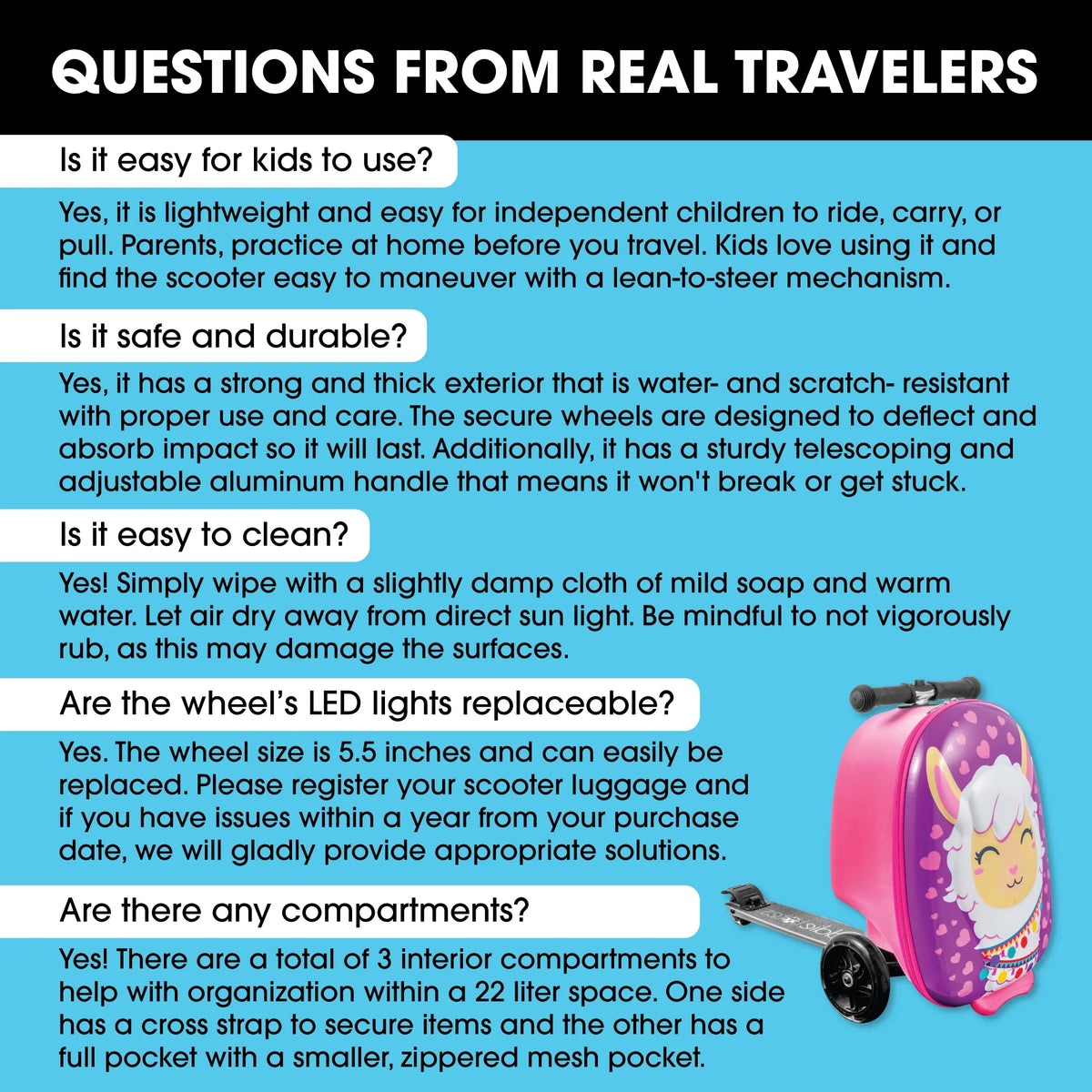 Kiddietotes Kid's Hard Shell Scooter Ride On Suitcase, Pink