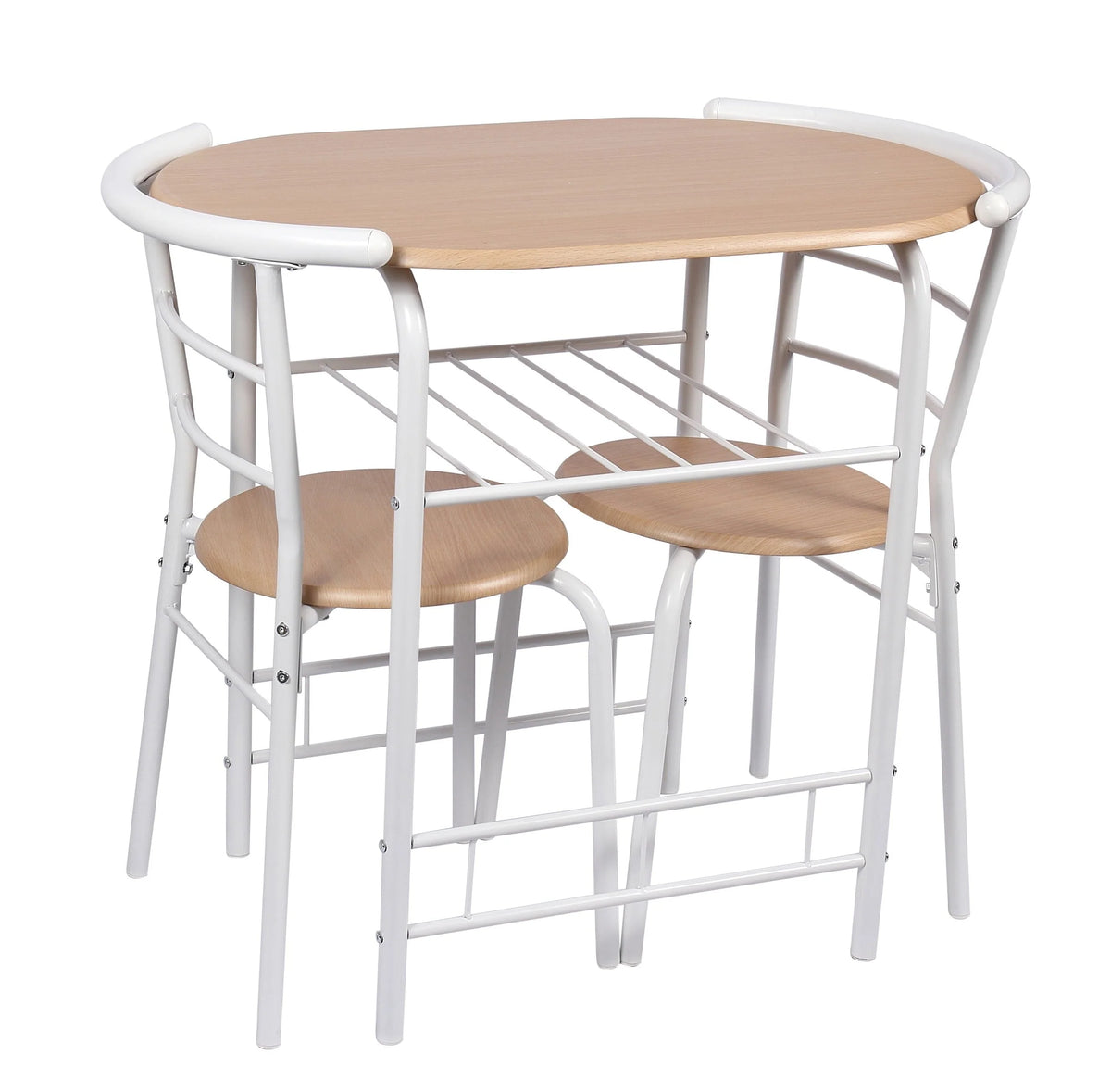 Mainstays 3-Piece Metal Wood Dining Set, Multi Colors, White and Beech Color for Kitchen and Dining