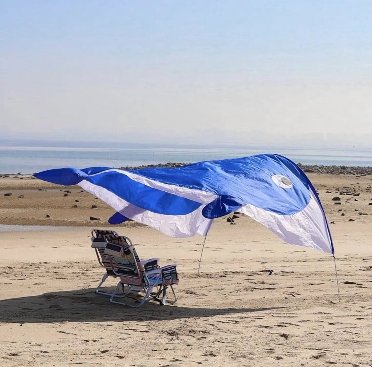 Portable Blue Beach Shade Tent - Lightweight 2.43 lbs, Fits 2-3 People, Wind-Resistant Sun Shelter for Outdoor