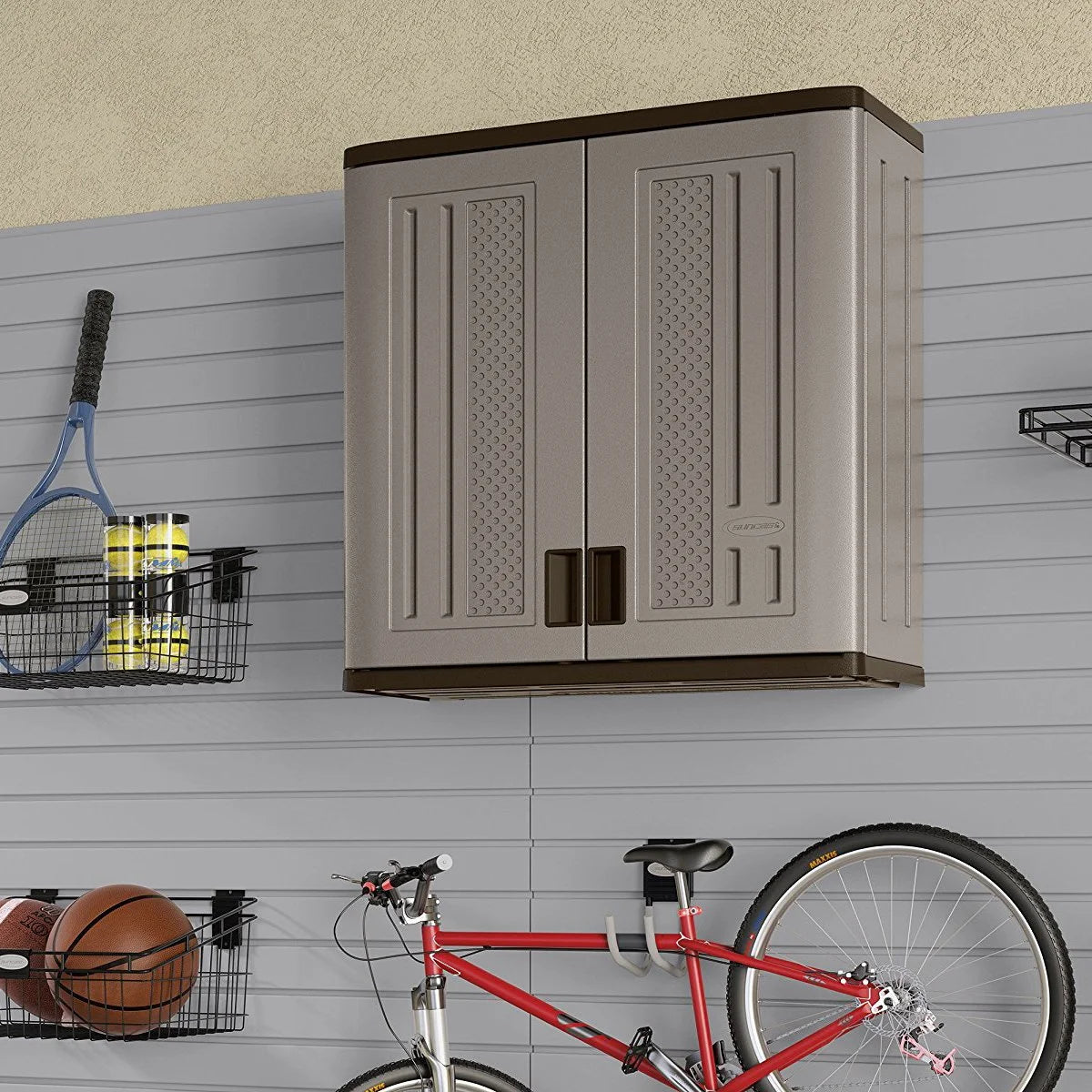 Suncast 2-Shelf Resin Base Cabinet, Platinum Metallic