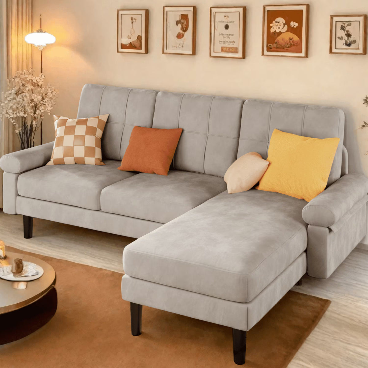 Lofka Sectional Couch, Convertible L Shaped Couches for Living Room, Upgraded Sofas for Small Spaces, Black
