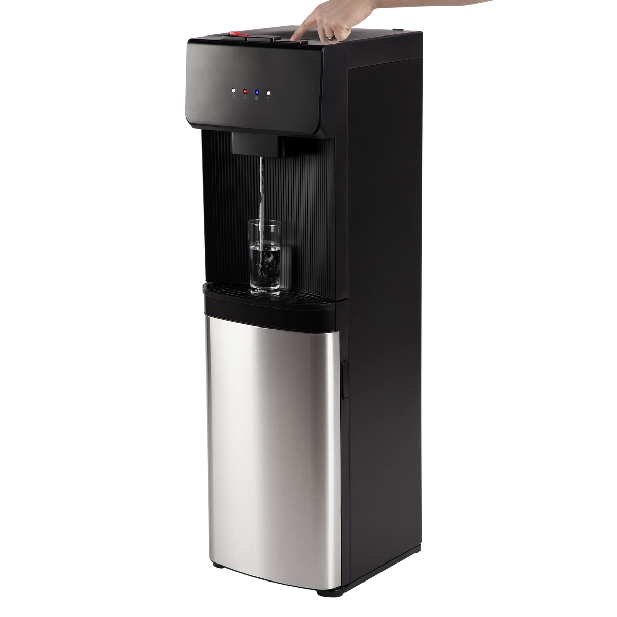 Great Value Bottom Loading Hot/Cold/Room Temp. Water Dispenser, Black/Stainless Steel Water Cooler, 41" High