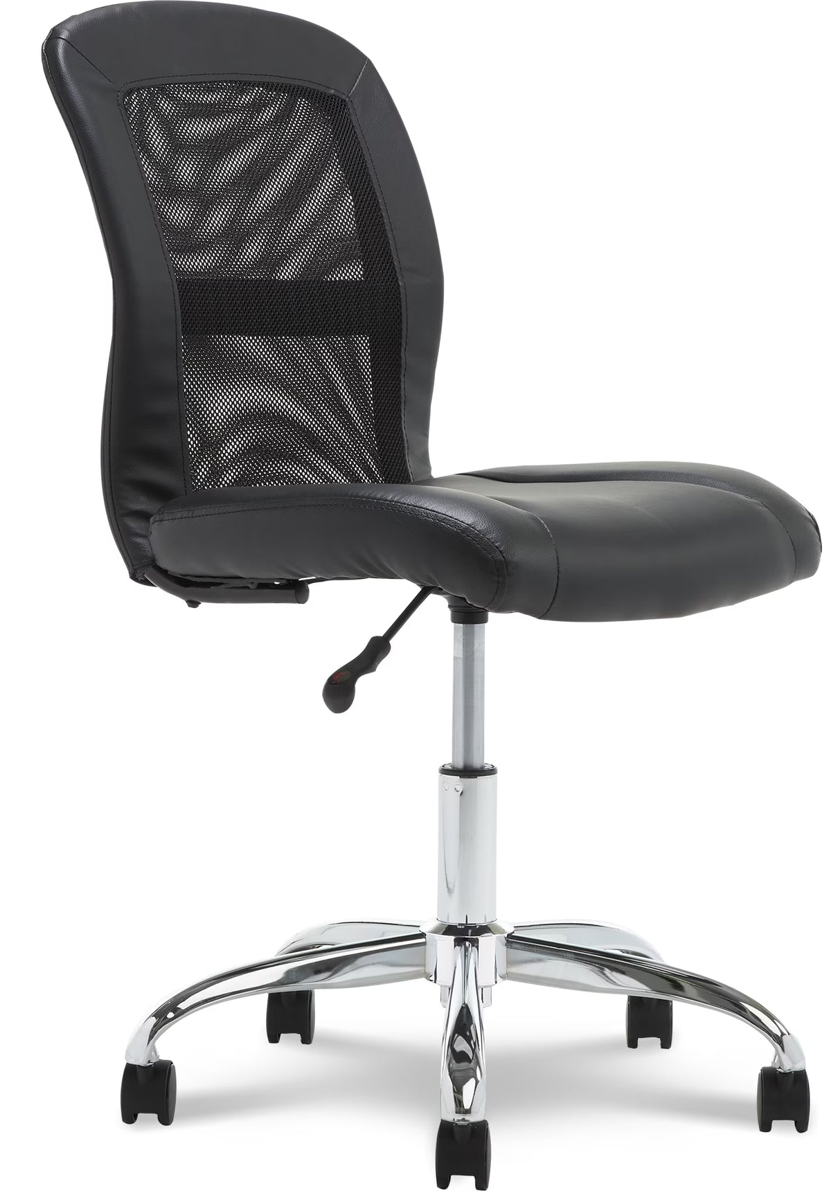 Serta Essentials Armless Task Chair, Faux Leather and Mesh, Cream