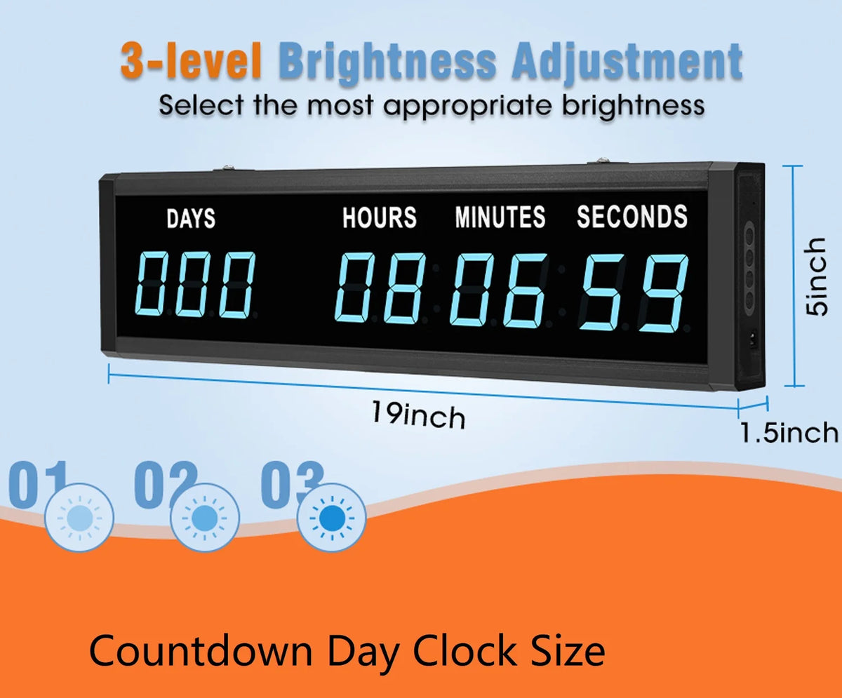 Btbsign  1.8" 9 Digits Large LED Countdown up Days Clock Blue Christmas Festival Event