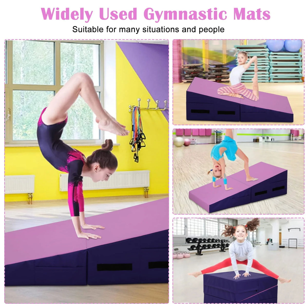 Gymnastics Mat 48x24 Inch Folding Tilt Gymnastics Mat with Handle Gymnastics Mat Home for Kids Indoor/Outdoor Sports, Tumbling Skills Training, Gymnastics Exercises, Cheese Mat, Gymnastics Wedges