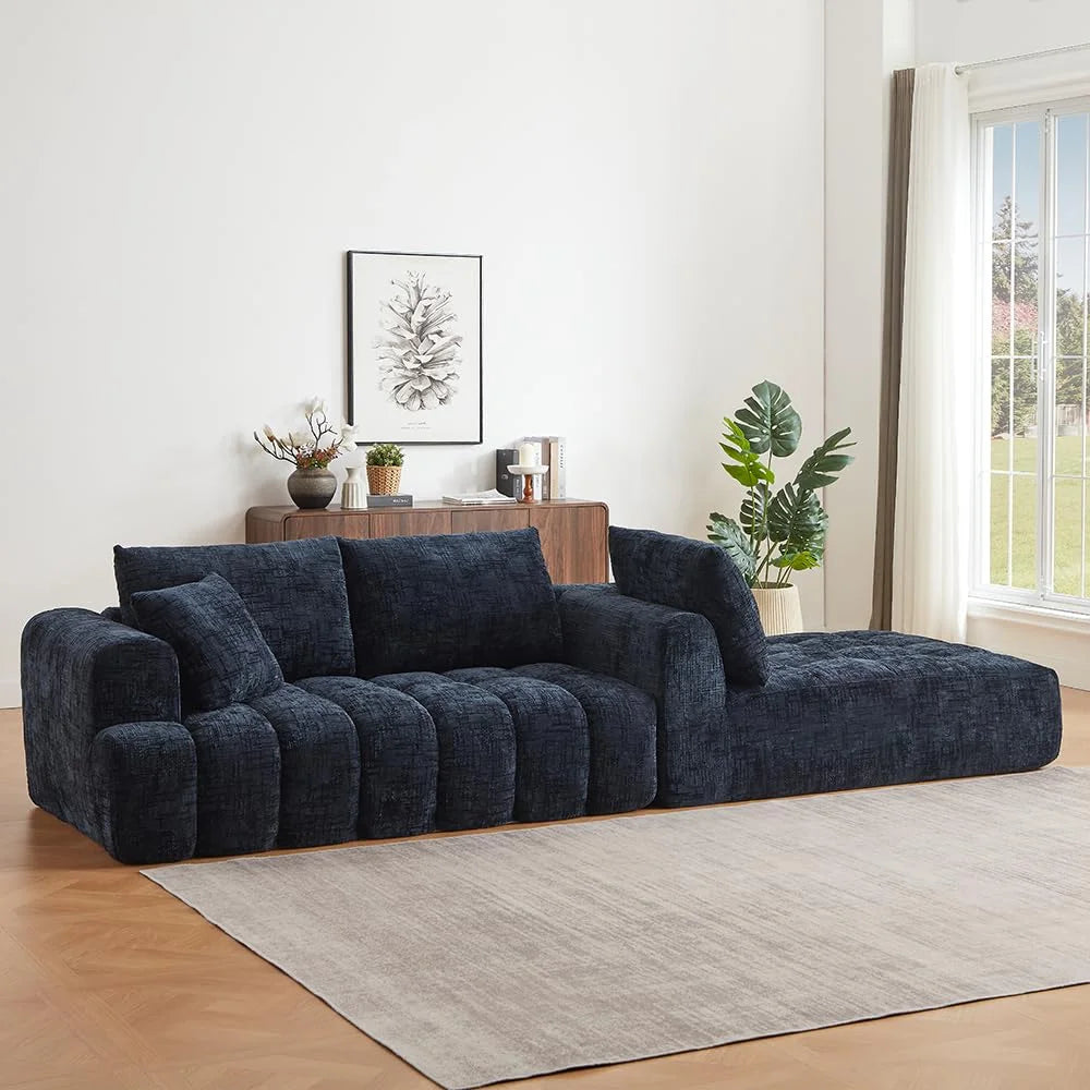 Lovableguy L-Shape Oversized Sectional Sofa,Chenille Modular Cloud Couch Sectional with Right Chaise Lounge,No Assembly,Upholstered Floor Sofa for Living Room Bedroom,khaki