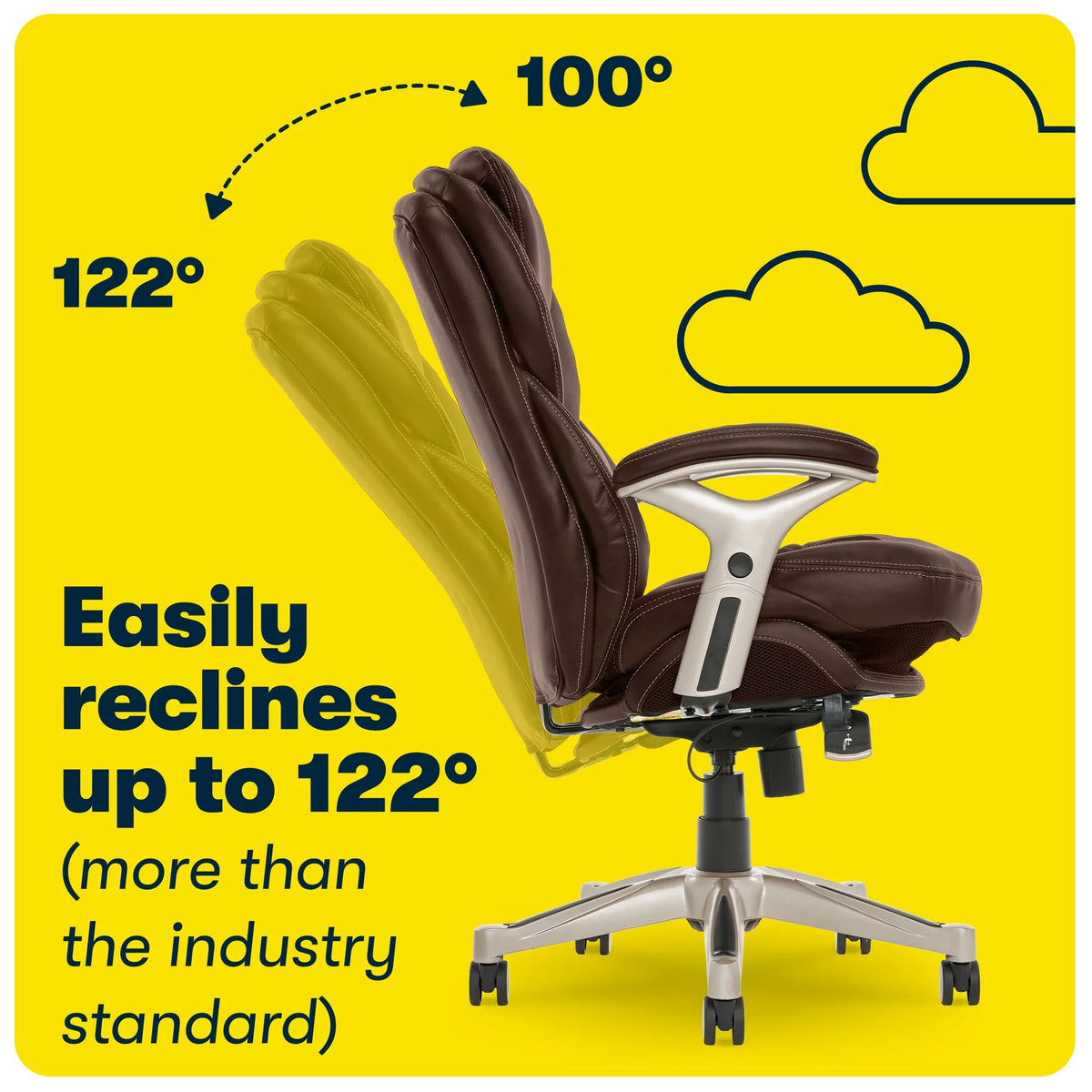 Serta Back in Motion Technology Fabric Executive Office Chair, Light Gray