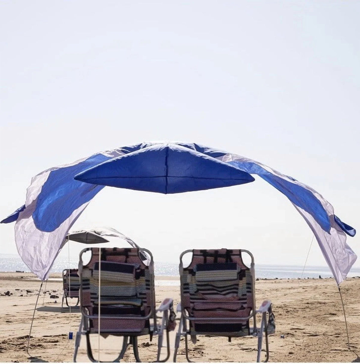Portable Blue Beach Shade Tent - Lightweight 2.43 lbs, Fits 2-3 People, Wind-Resistant Sun Shelter for Outdoor