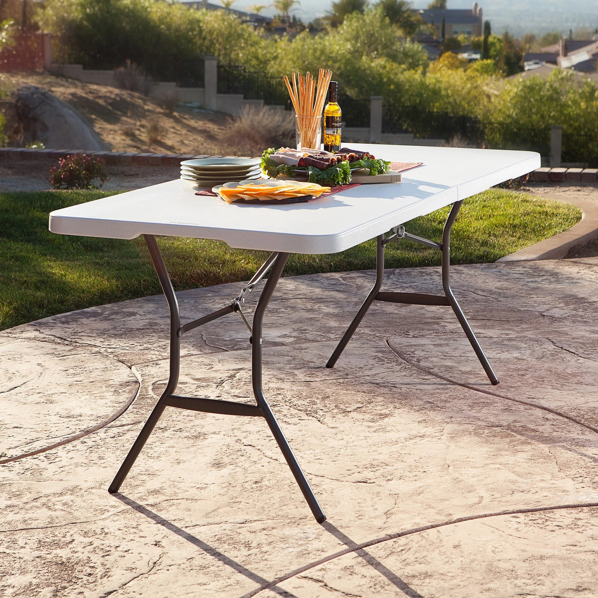 Lifetime 6' Commercial Grade High-Quality Fold-in-Half Folding Table, White (25011)