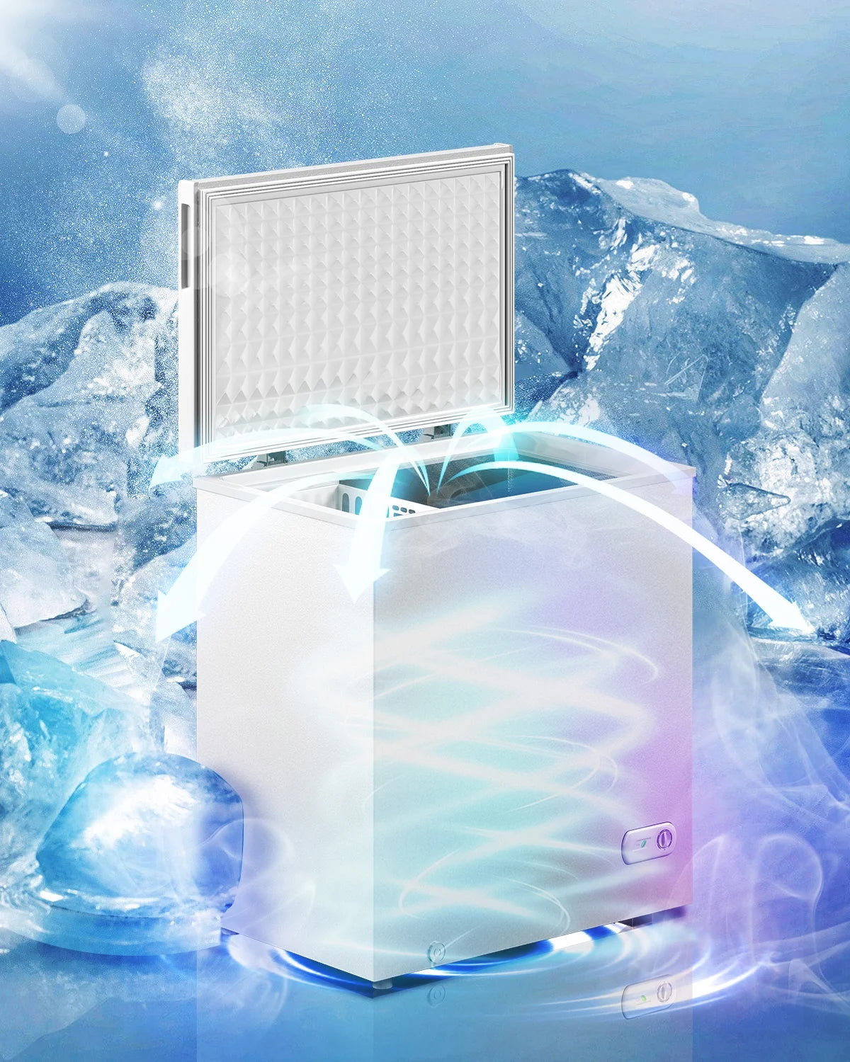 Muhub 7.0 Cu Ft Chest Freezer, Deep Freezer with Removable Baskets, Adjustable Temperature,White