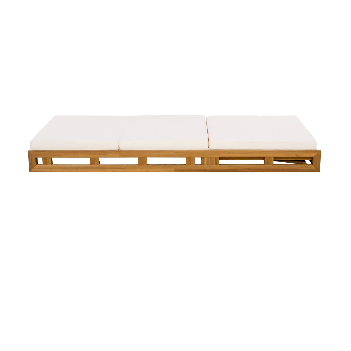 Patio Seating LOUNGE CHAISE SET, ACACIA WOOD WITH WATER-RESISTANT LOUNGE CUSHIONS (CREAM & 4 INCH THICK) - MATCHING DARK GREY VERSION AVAILABLE,Outdoor Seating