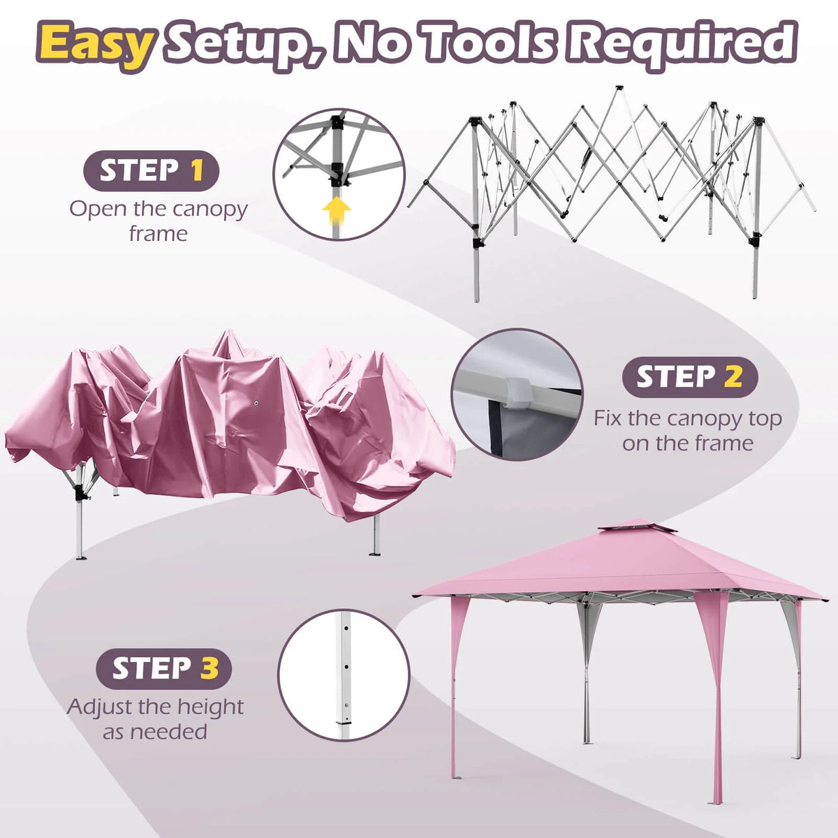Costway 13 X 13 FT Pop up Gazebo Outdoor Canopy Tent with Portable Carrying Bag 8 Stakes Gray