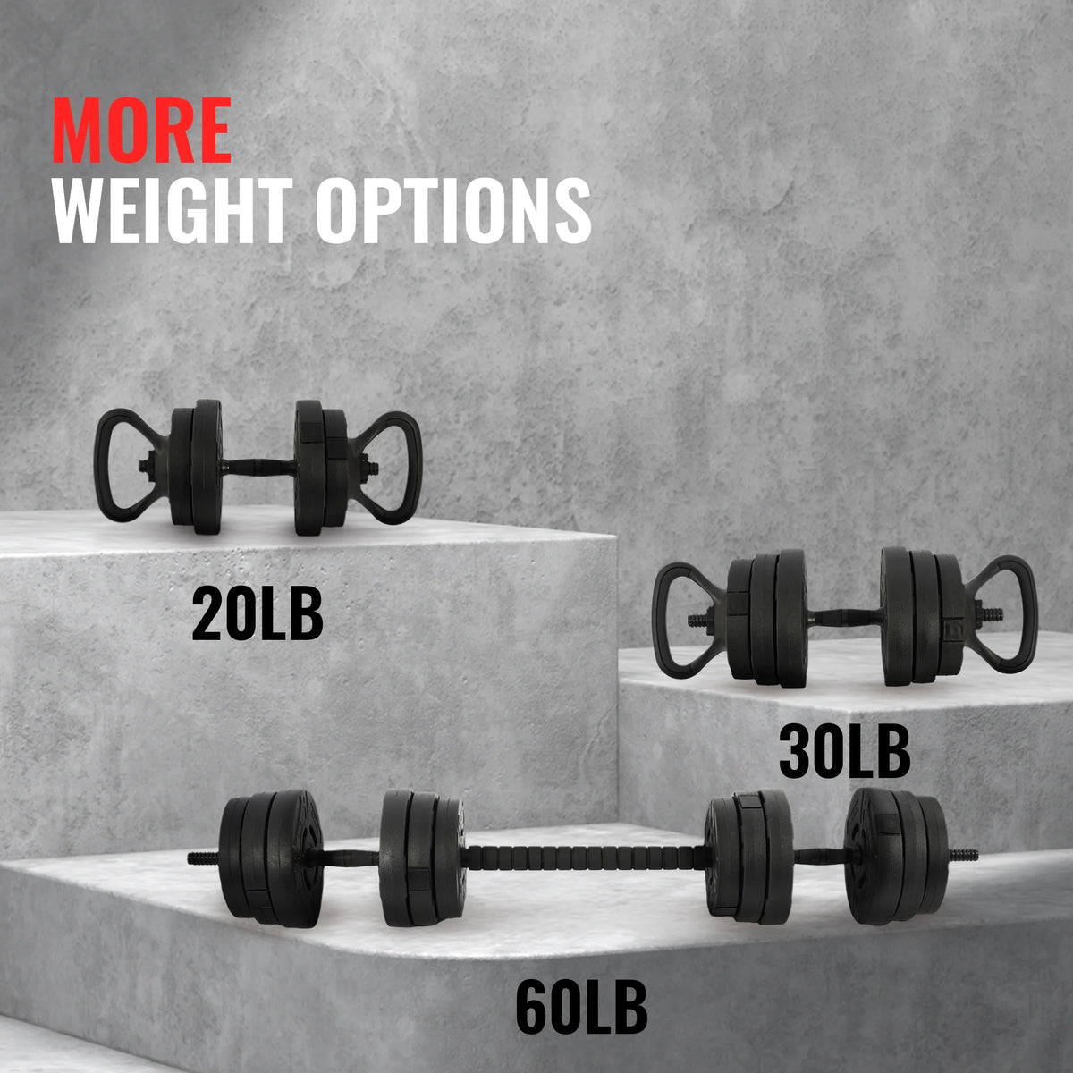 Fitvids 2 in 1 Adjustable Dumbbell Set, 60lbs Free Weights Set with Connector, Black