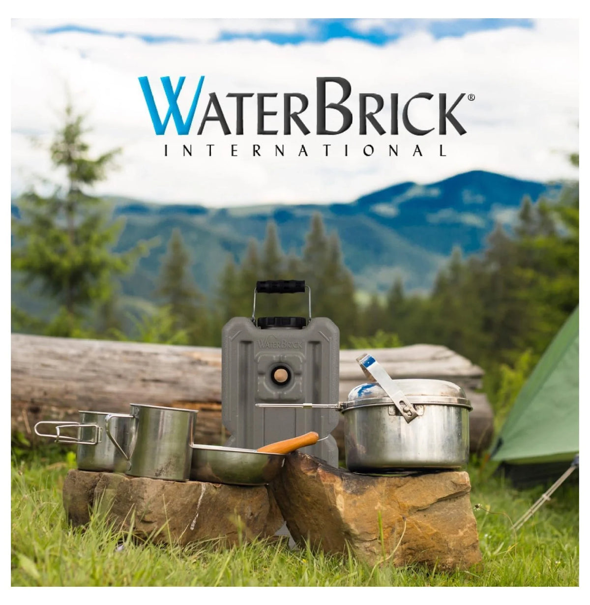 International Water Storage Containers for Emergency Water Storage | 4-Pack of Stackable 3.5 Gallon Water Container Bricks | Food-Grade HDPE Plastic | BPA-Free | STD Tan