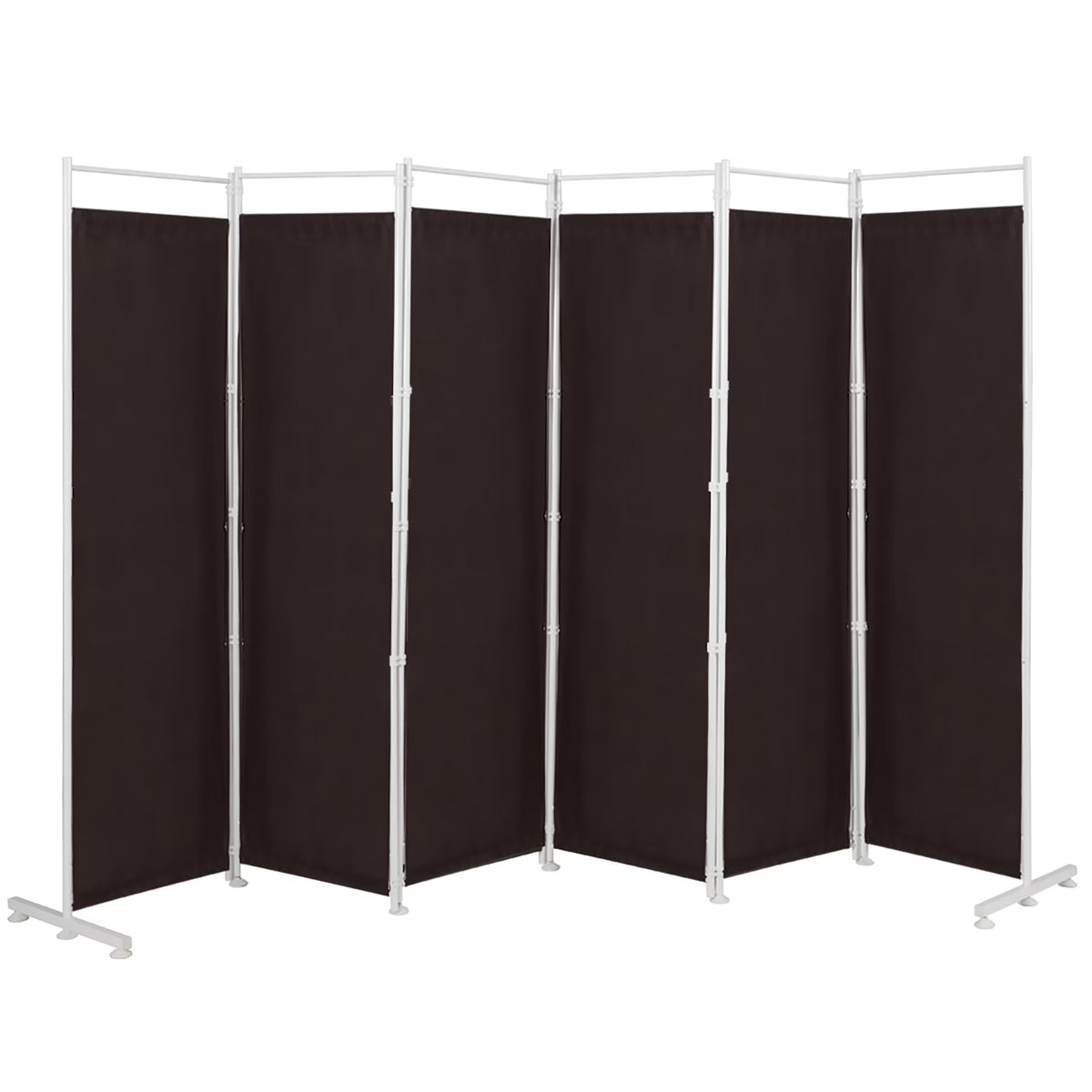 Costway 6-Panel Room Divider Folding Privacy Screen w/Steel Frame Decoration Brown