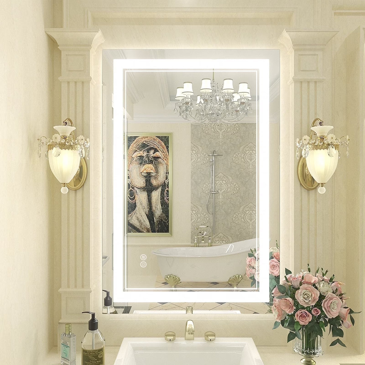 Frameless Frontlit LED Anti-fog Bathroom Vanity Mirror 96x36 inch