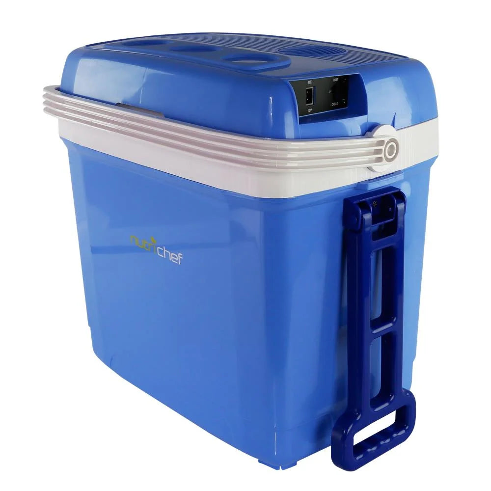 NutriChef Portable Electric Cooler Fridge, 35 Can - 32L Capacity (Blue)