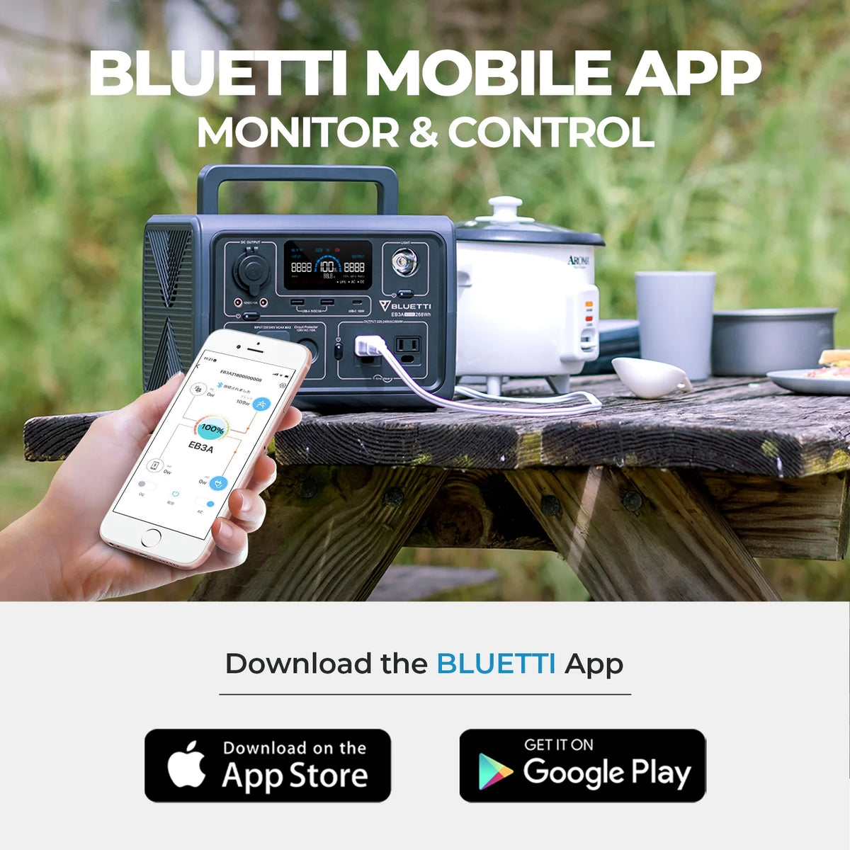 Bluetti EB3A Portable Solar Power Station, 268Wh, 600W AC Output, Fast Recharge, Ideal for Outdoor Camping