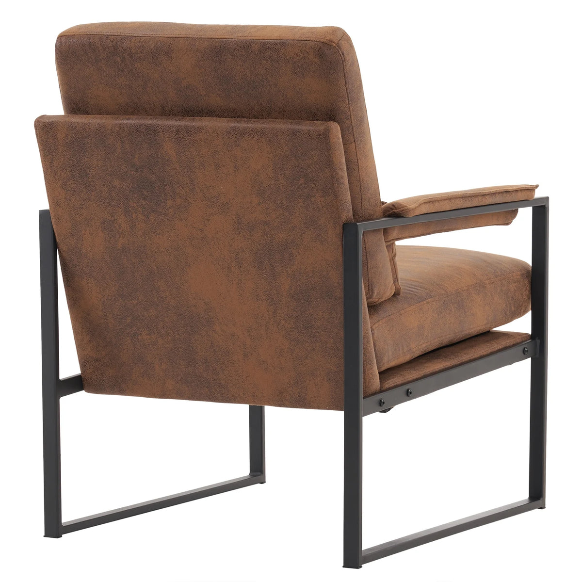 Ktaxon Accent Chair Lounge Armchair Modern Linen Fabric Upholstered Single Sofa with Black Coated Metal Frame Creamy White and Brown