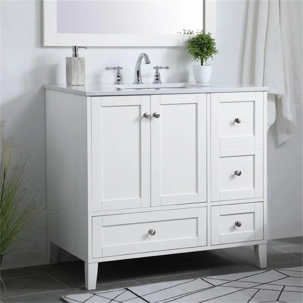 Elegant Decor Sommerville 36" Single Quartz Top Bathroom Vanity in Gray