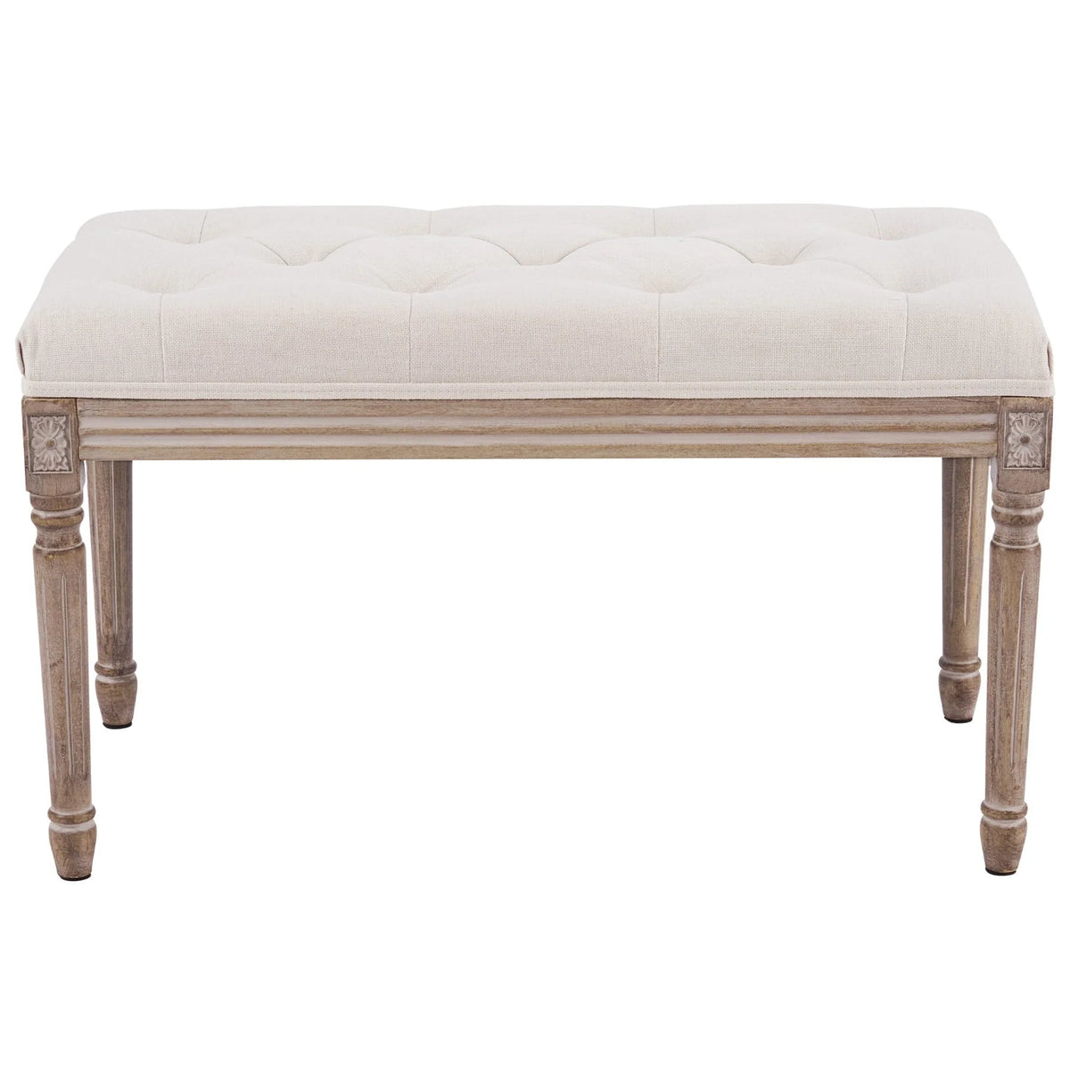 Wayshire Upholstered Entryway Bench with Rubber Wood Legs Tufted Ottoman for Dining Room Bedroom More