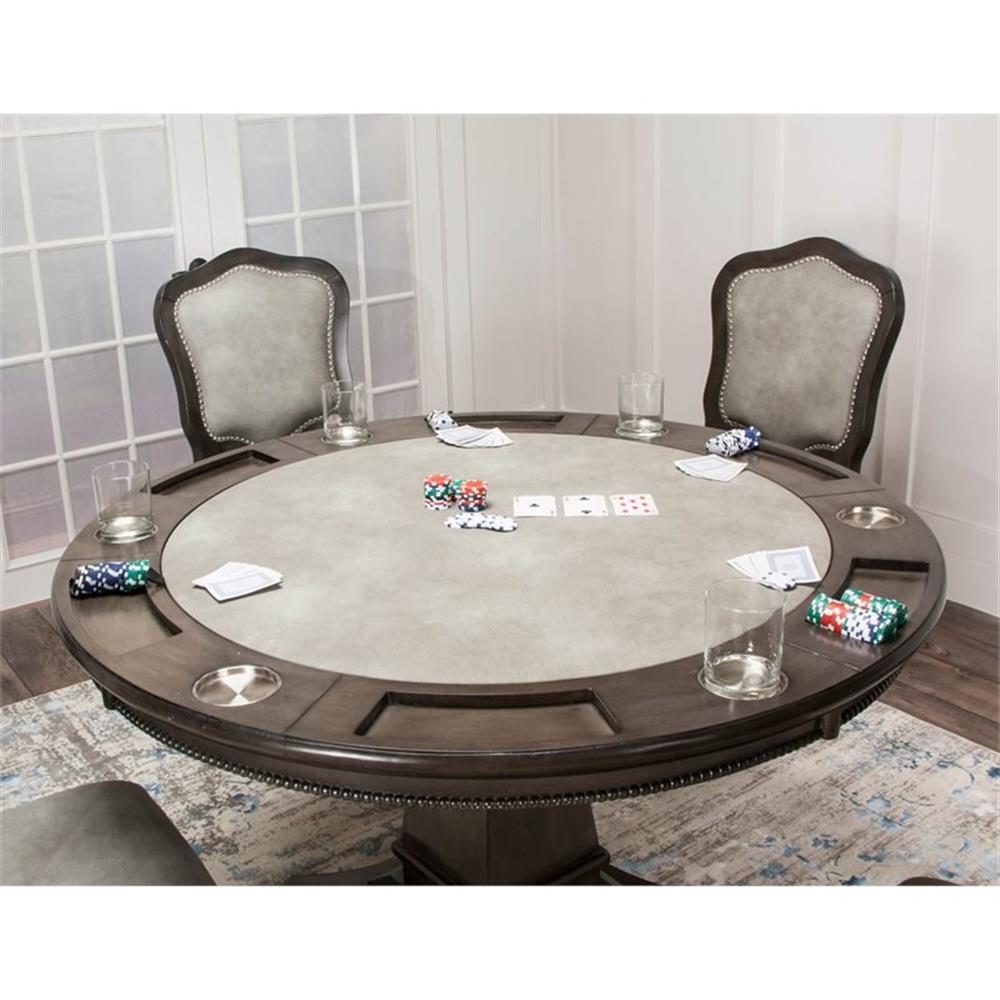 Bowery Hill 48" Round Reversible Top Wood Dining/Poker Table in Gray