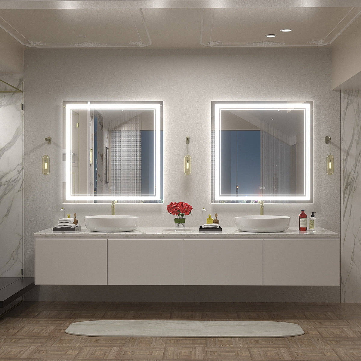 Frameless Frontlit LED Anti-fog Bathroom Vanity Mirror 96x36 inch