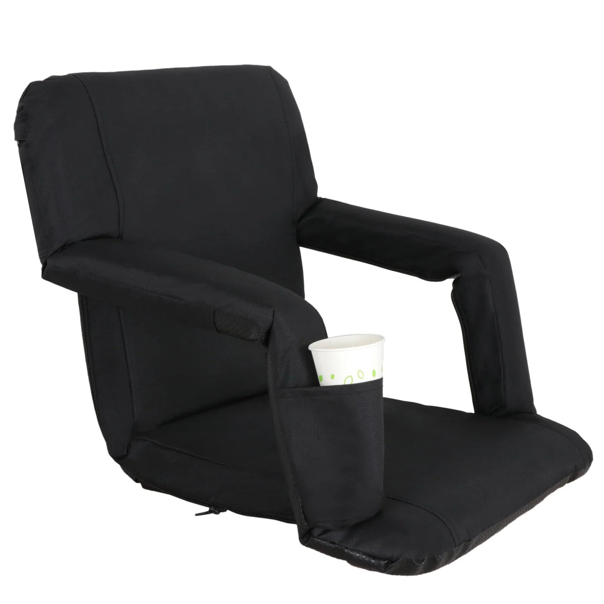 ZenSports 2 Pack Stadium Chair Seat for Bleachers 6 Reclining Positions - Black