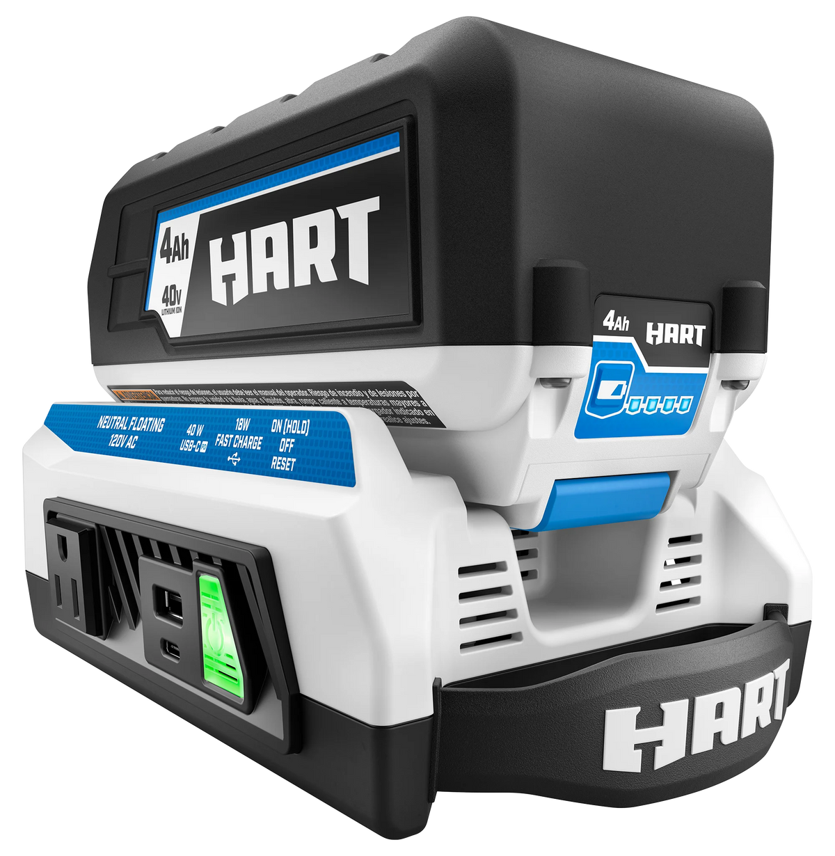 HART 40V 300 Watt Battery Powered Power Source with LED Light and Carry Handle (Battery Not Included)