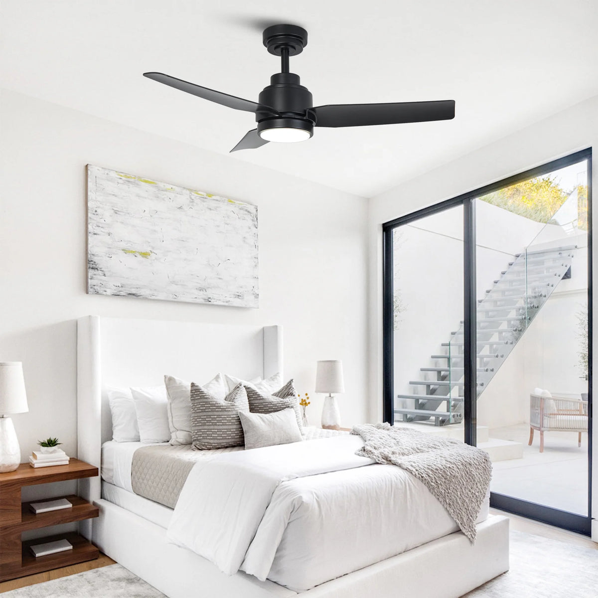 42" Modern Gold Dimmable Ceiling Fan DC Motor Indoor 3-blade LED Ceiling Fan with Remote