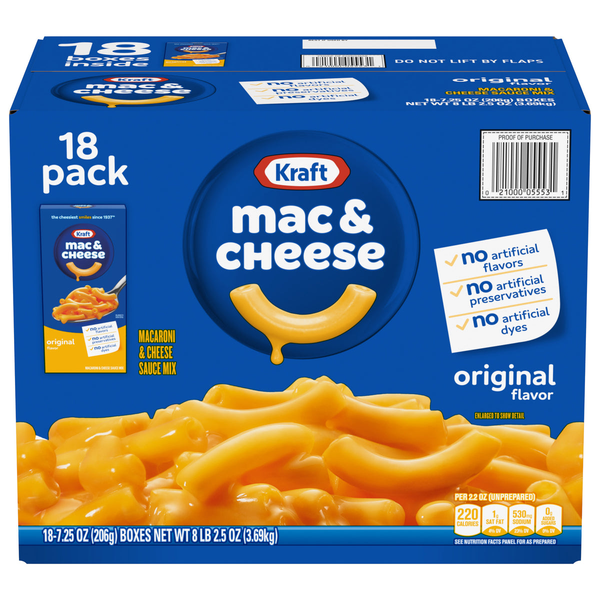 Kraft, Macaroni & Cheese Dinner, 7.25 oz, 18-Count
