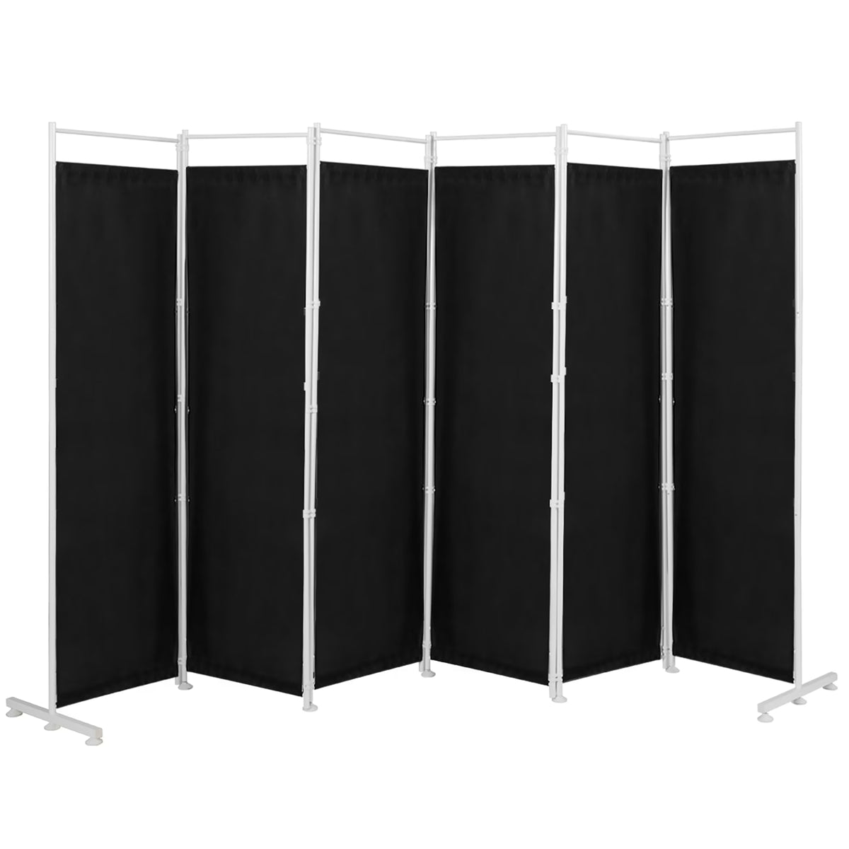 Costway 6-Panel Room Divider Folding Privacy Screen w/Steel Frame Decoration Brown