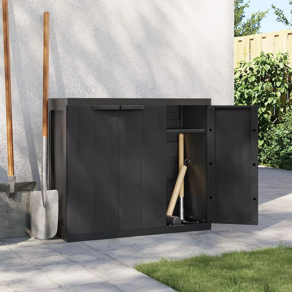 vidaXL Outdoor Storage Cabinet Black 25.6"x14.6"x33.5" PP