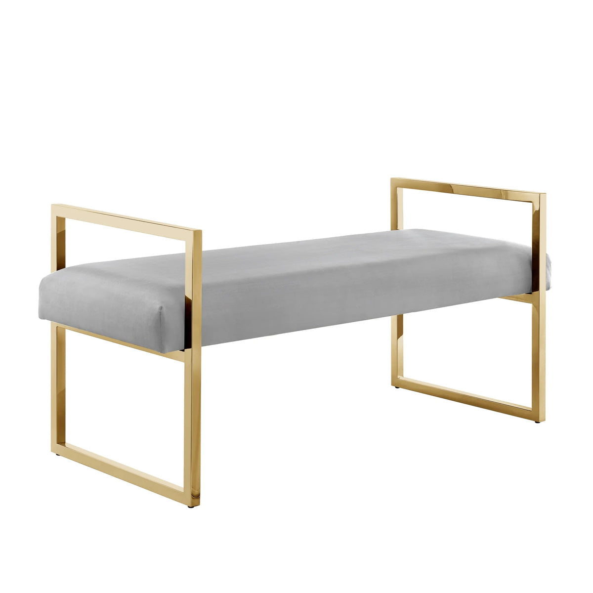 Madisen Velvet Bench with Gold Frame, Navy