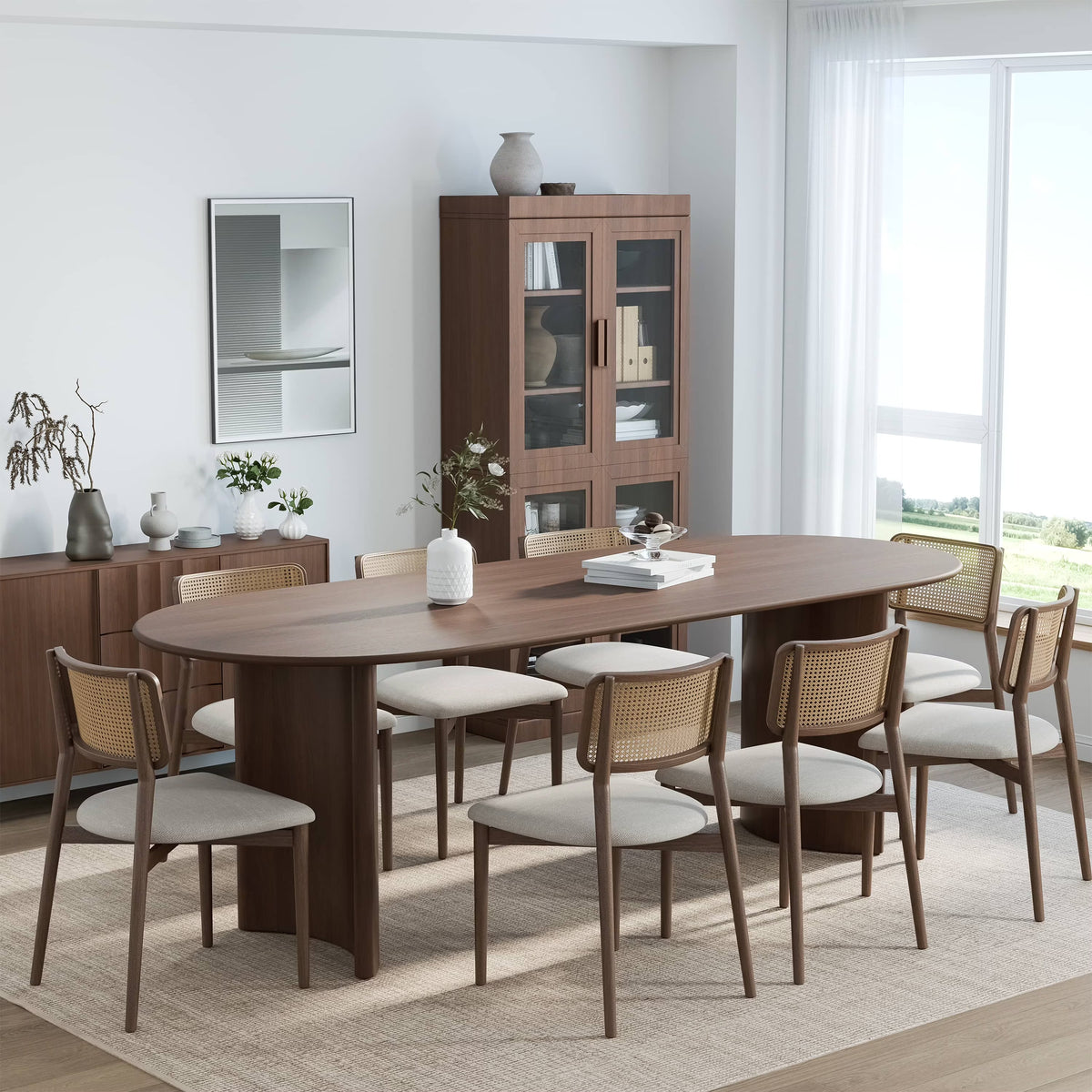 Haiden 79"x33.5" Soild Wood Dining Table Oval Kitchen Table, Black