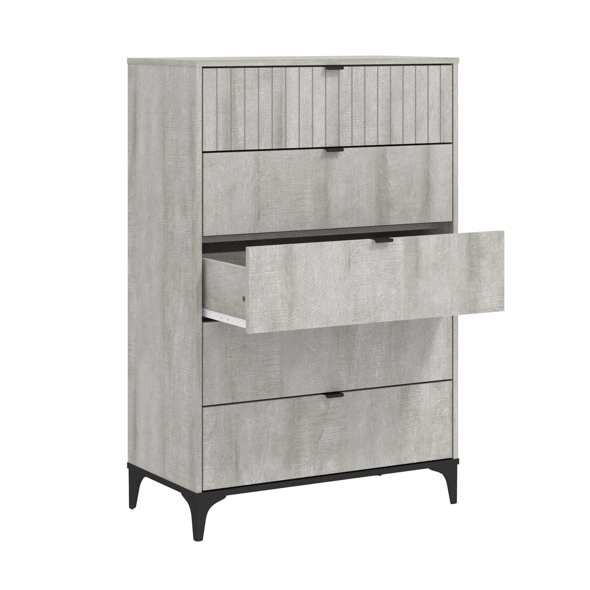 Galano Zaffy 5 Drawer Dressers for bedroom , Dusty Grey Oak